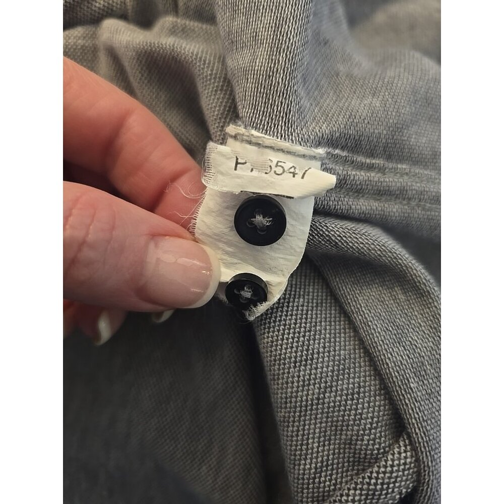 Zara Man Shirt Men Gray Elbow Patches Button-Up Dress Blue Slim Fit Long Sleeve - Picture 7 of 7